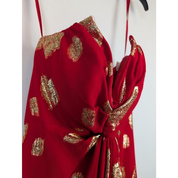 Vintage Victor Costa Strapless Dress Red/Gold 8 - Picture 4 of 12